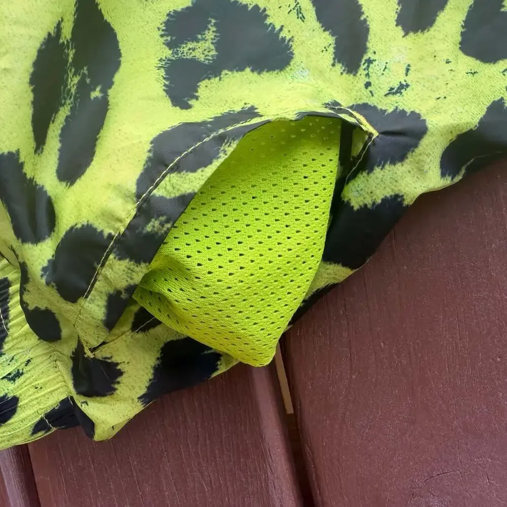 Pleasures Leopard Running Shorts Lime